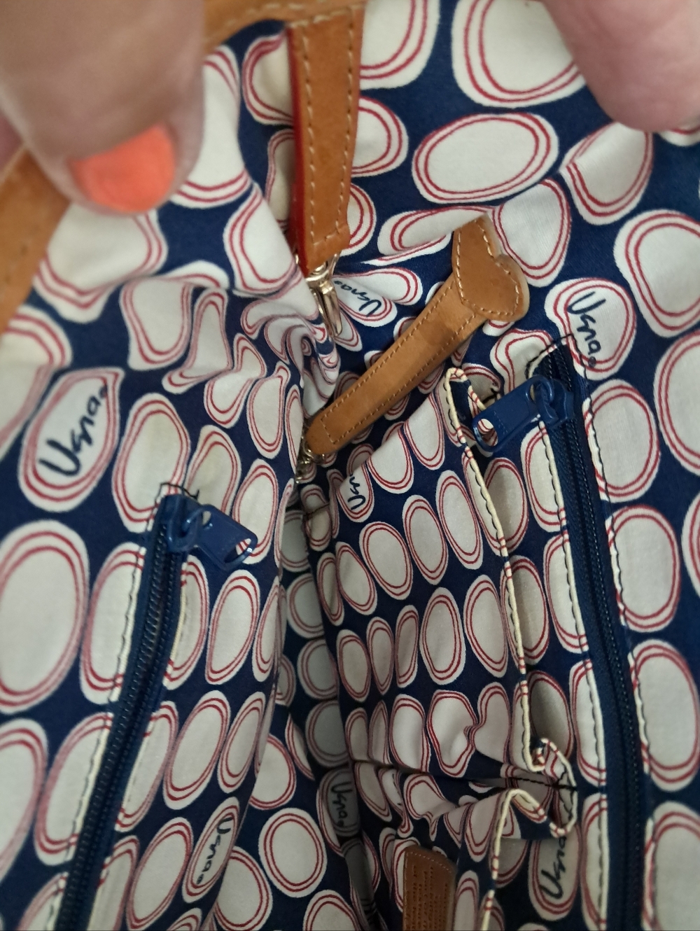 Rare Classic Brighton Vera Neumann Nautical Navy Tote w/ Red & White Fish EUC - Picture 14 of 15